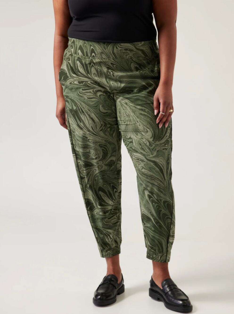 Athleta Brooklyn Jogger Pant Sumi Marble Green Athleisure Size 14